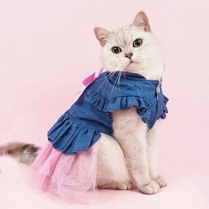 Vestido de Mezclilla con Falda de Tul PrincesaPet para Mascotas