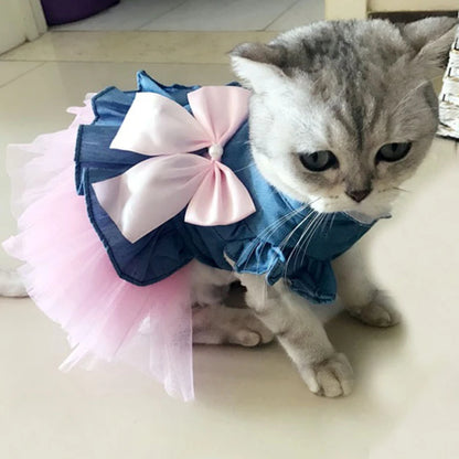 Vestido de Mezclilla con Falda de Tul PrincesaPet para Mascotas